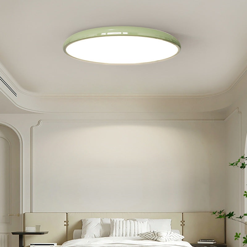 Contemporary Nordic Cream Round Iron LED Flush Mount Ceiling Light For Bedroom