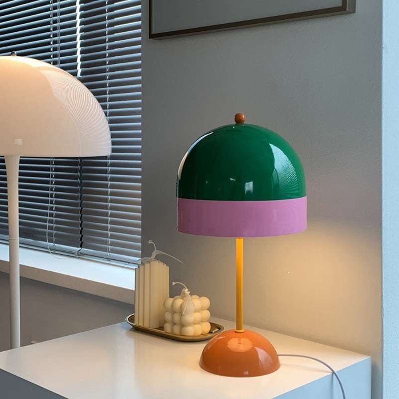 Contemporary Nordic Dopamine Contrast Color Geometric Semicircle Iron LED Table Lamp For Study