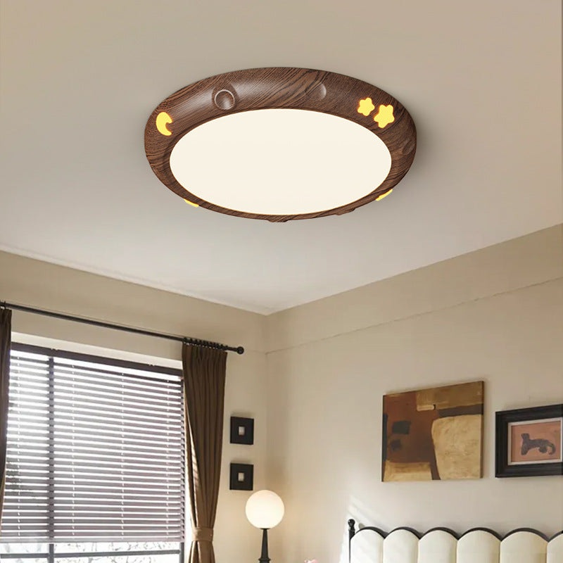 Contemporary Retro Kids Round Star Iron Acrylic LED Flush Mount Ceiling Light For Bedroom