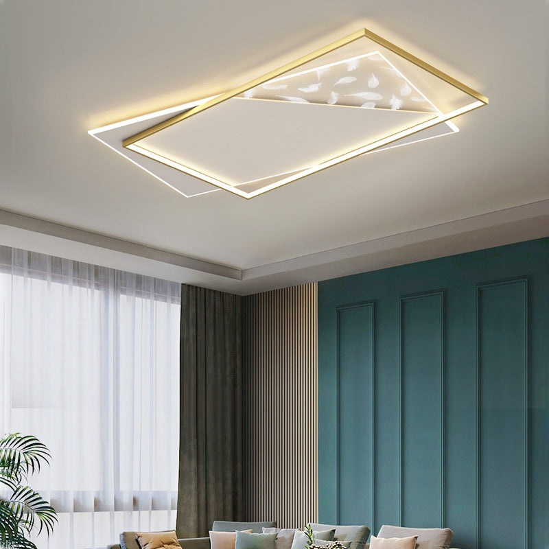 Contemporary Scandinavian Feather Rectangle Silicone Aluminum Iron LED Flush Mount Ceiling Light For Bedroom