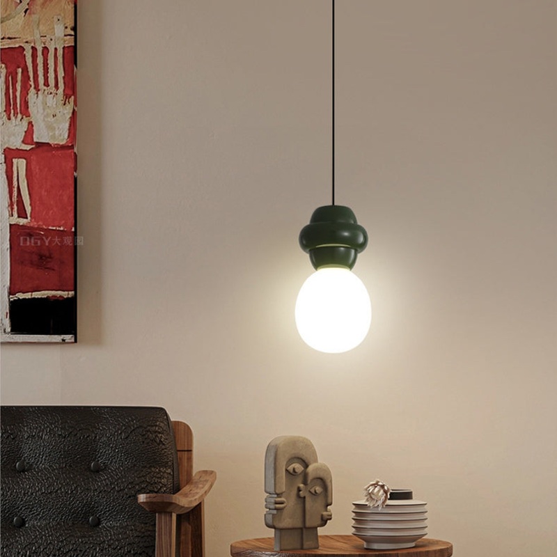 Contemporary Scandinavian Spherical Resin Glass 1-Light Pendant Light For Living Room