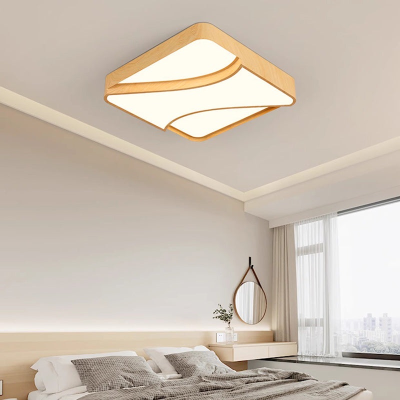 Contemporary Scandinavian Square Acrylic Metal LED Flush Mount Ceiling Light For Bedroom