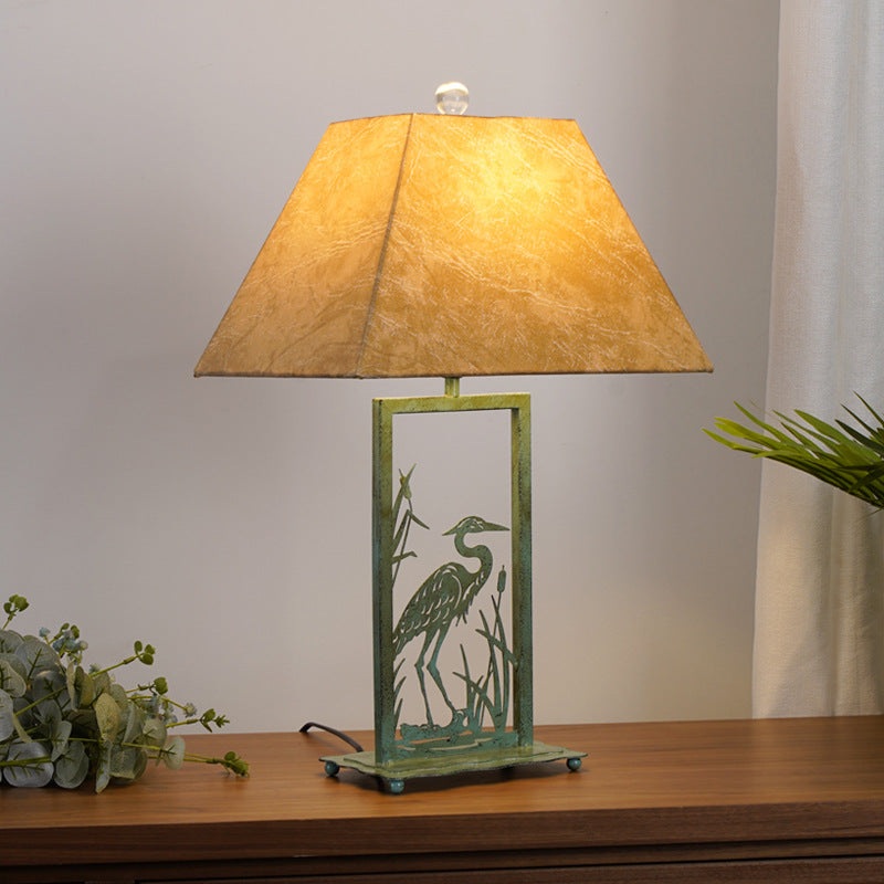 European Vintage Parchment Painted Iron 1-Light Table Lamp