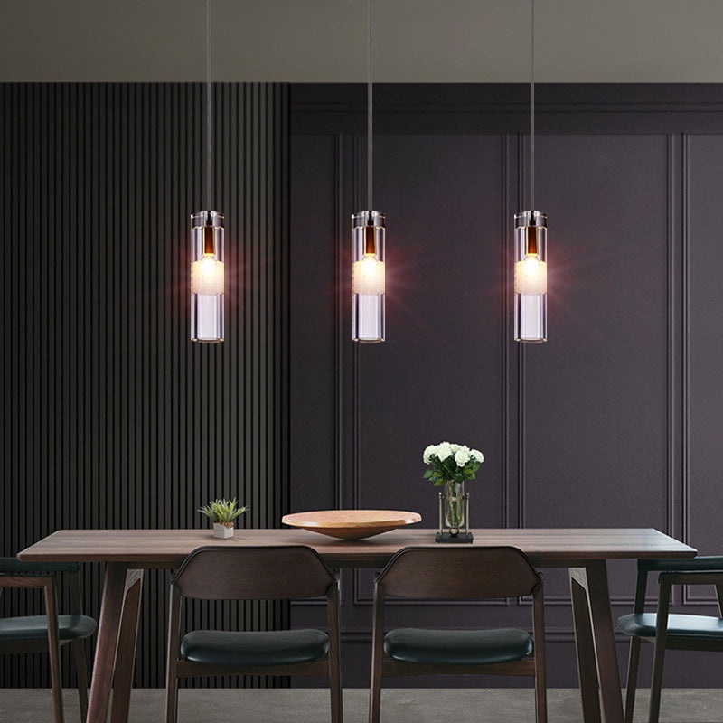 Nordic Light Luxury Crystal Column Brass 1/3 Light Island Light Chandelier