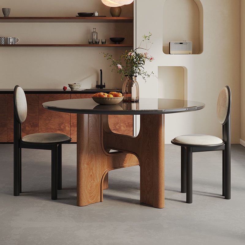 Traditional French Round Cross Leg Solid Oak Tempered Glass Dining Table & Chair Set For 2/4/6/8 Seats