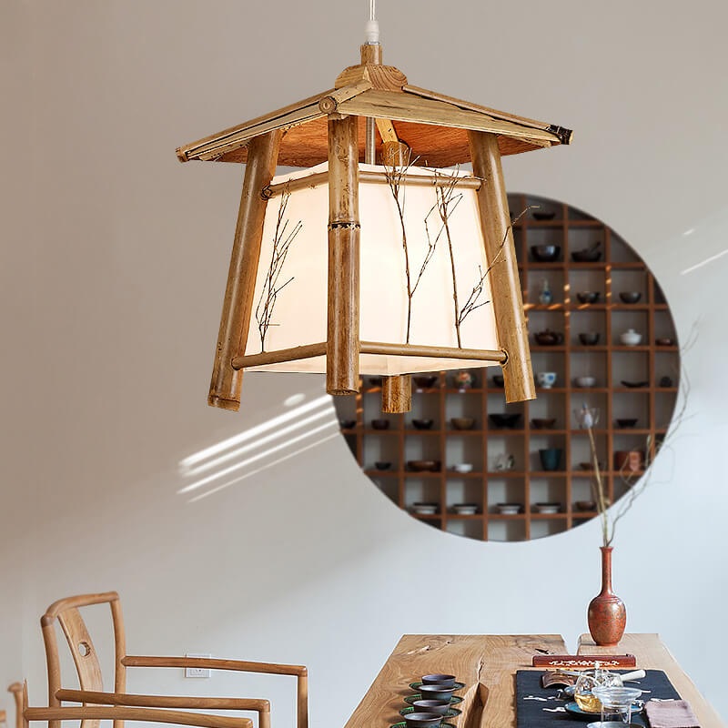 Japanese Rustic Vintage Bamboo Weaving 1-Light Pendant Light