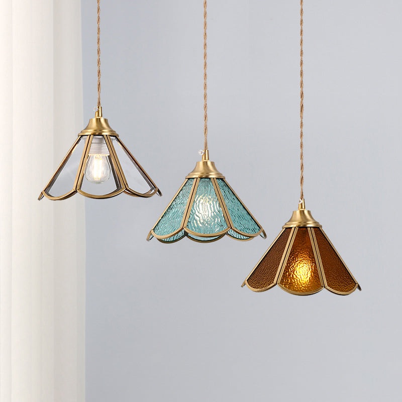 Japanese Vintage Petal Cone Brass 1-Light Pendant Light
