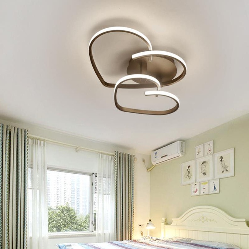 Modern Creative Solid Color Heart Iron Acrylic LED Flush Mount Light