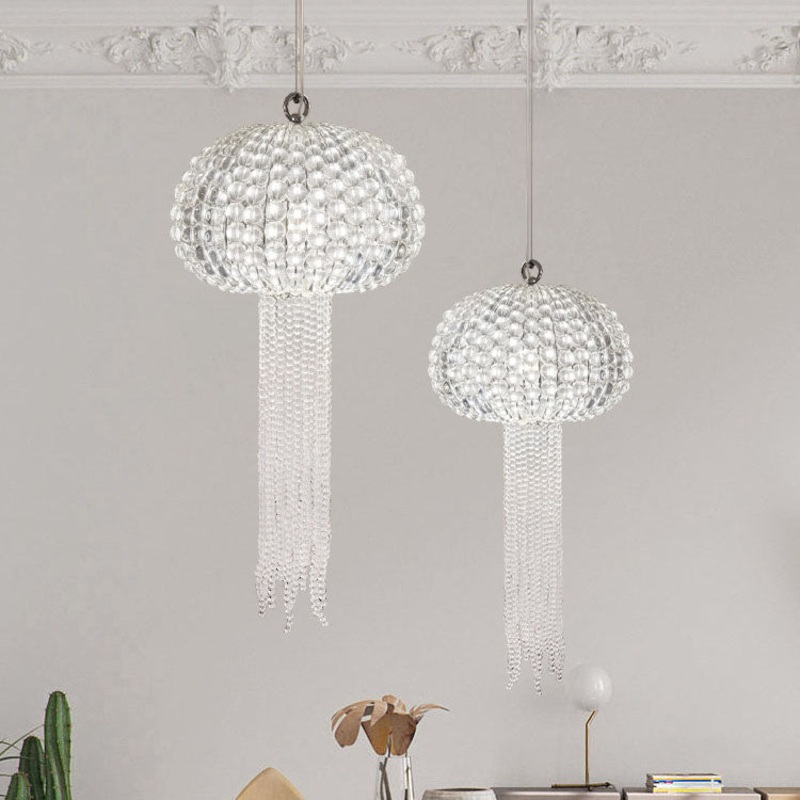 Modern Light Luxury Glass Jellyfish Shape 1-Light Pendant Light