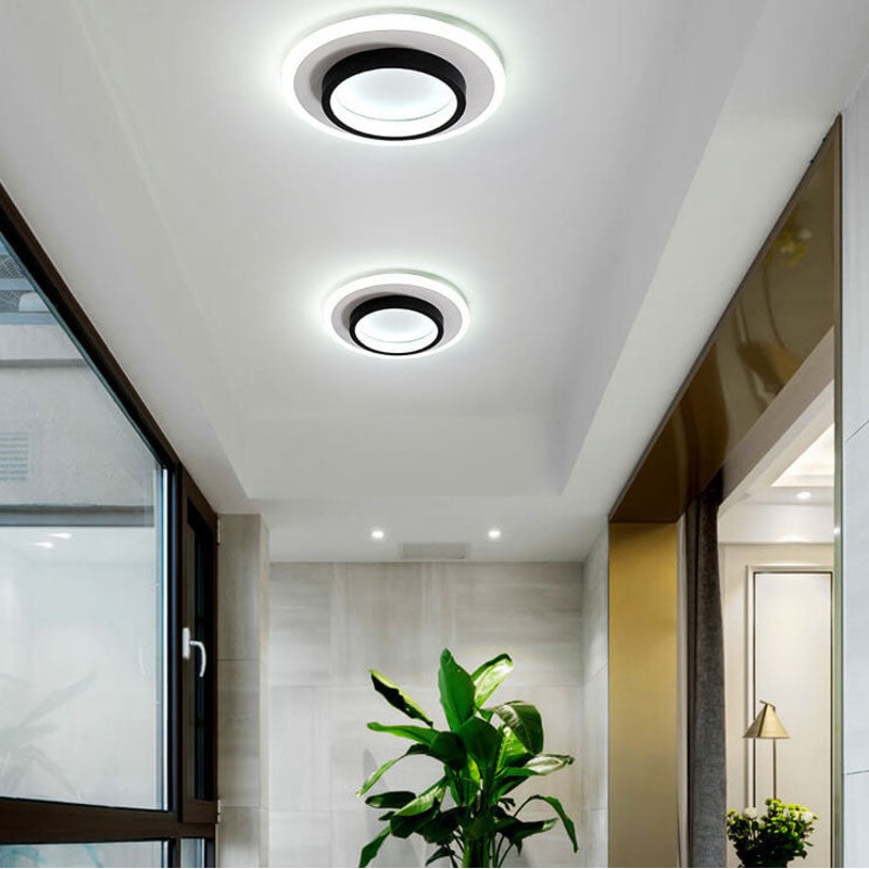 Modern Round Square Black White Iron Acrylic LED Flush Mount Light