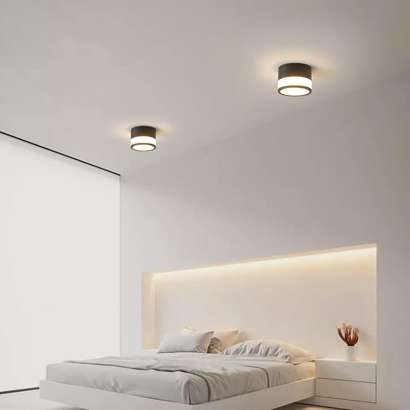 Modern Solid Color Cylinder Aluminum LED Flush Mount Light