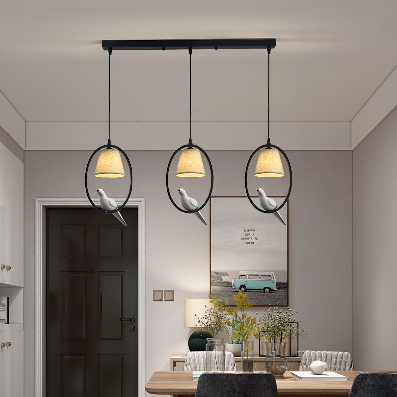 Nordic Minimalist Bird Fabric Circle 1/3 Light Island Light Chandelier