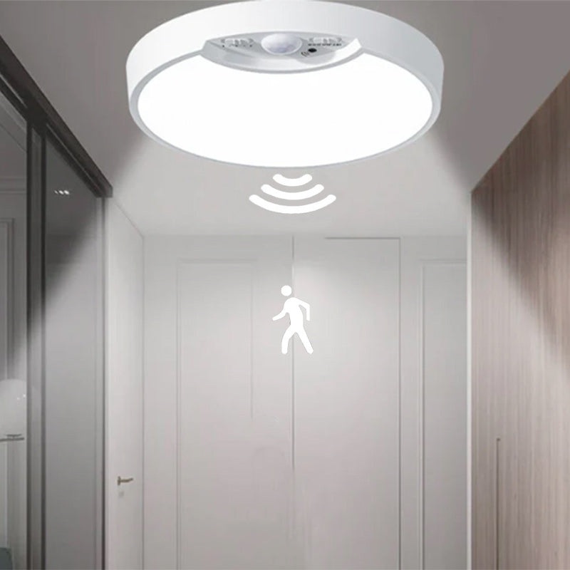 Simple White Round Motion Sensor LED Flush Mount Ceiling Light