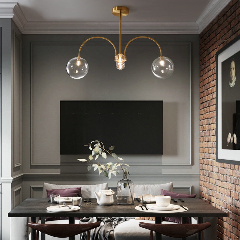 Modern Minimalist Glass Bubble Ball Brass 4/6/8 Light Chandelier