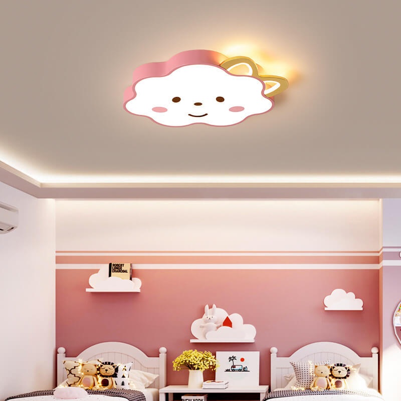 Cartoon Creative Clouds Cat LED Kids Flush Mount Ceiling Light