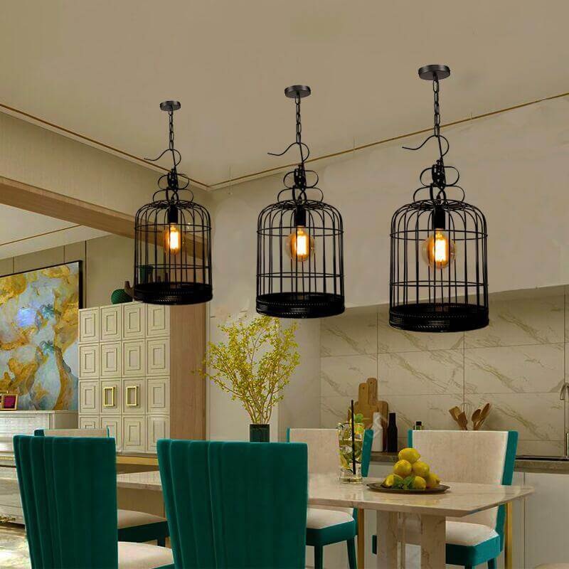 Industrial Vintage Iron Birdcage Design 1-Light Pendant Light