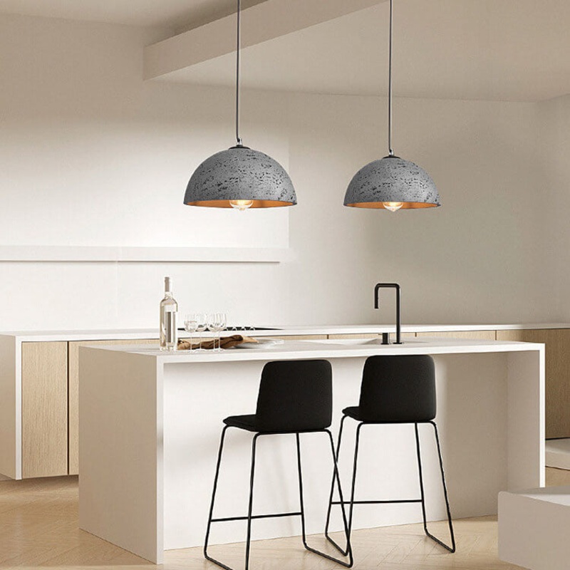 Minimalist Resin Round Dome Hand Sculpted 1-Light Pendant Light