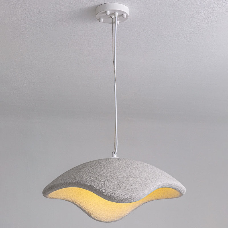 Modern Minimalist Creative Round Shell Cone Cream 1-Light Pendant Light
