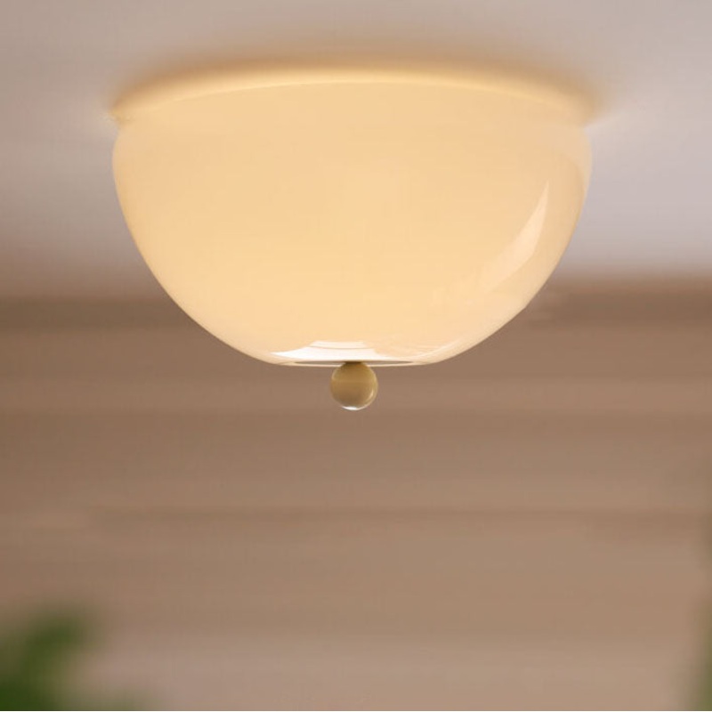 Nordic Minimalist Iron Round Glass Shade 4-Light Flush Mount Ceiling Light