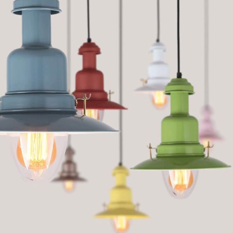 Scandinavian Industrial Iron Lacquered Round 1-Light Pendant Light