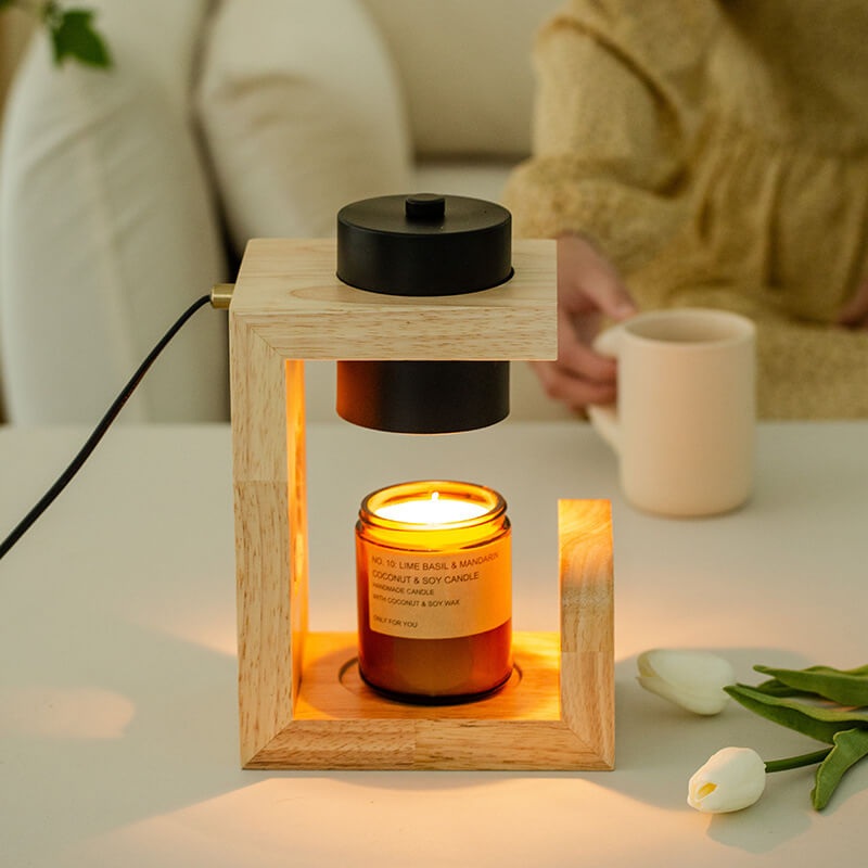 Japanese Creative Iron Cat Whale Hollow Wood Base 1-Light Melting Wax Table Lamp