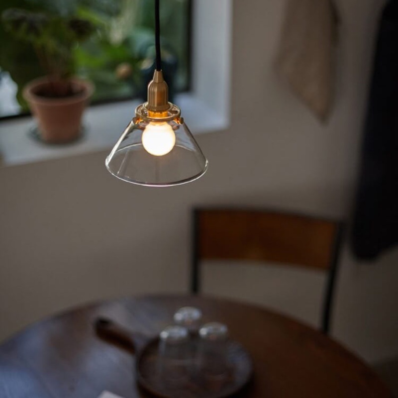 Nordic Vintage Clear Cone Brass 1-Light Pendant Light