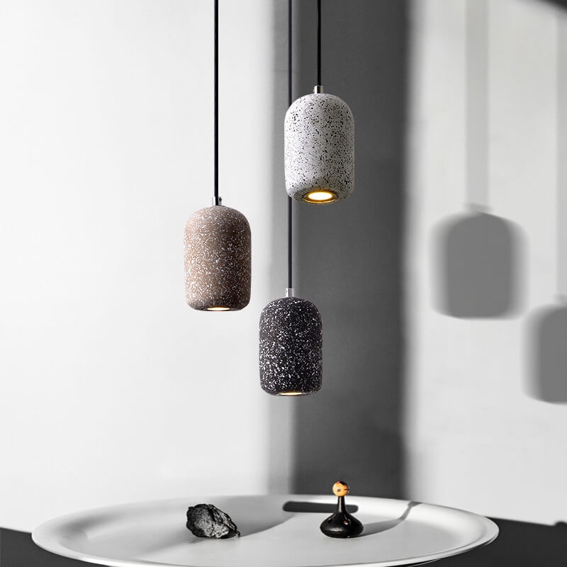 Scandinavian Industrial Minimalist Cylindrical Cement LED Pendant Light