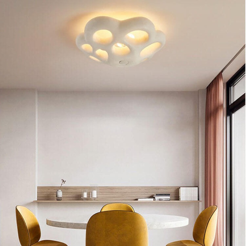 Nordic Minimalist Polystyrene Round Petal 3-Light Flush Mount Ceiling Light