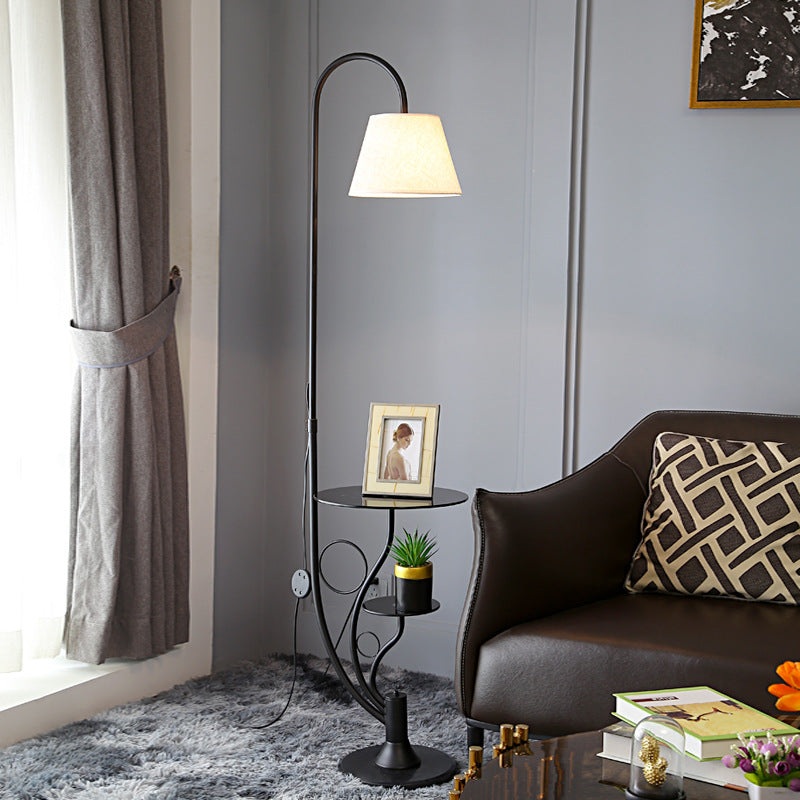 Modern Minimalist Marble Table Iron Linen Glass 1-Light Standing Floor Lamp