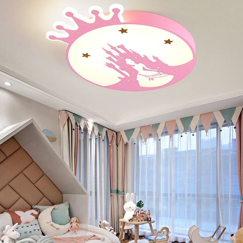 Nordic Creative Simple Wrought Iron Cartoon Crown LED Flush Mount Ceiling Light
