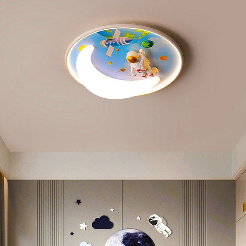Nordic Minimalist Cartoon Resin Round LED Flush Mount Ceiling Light