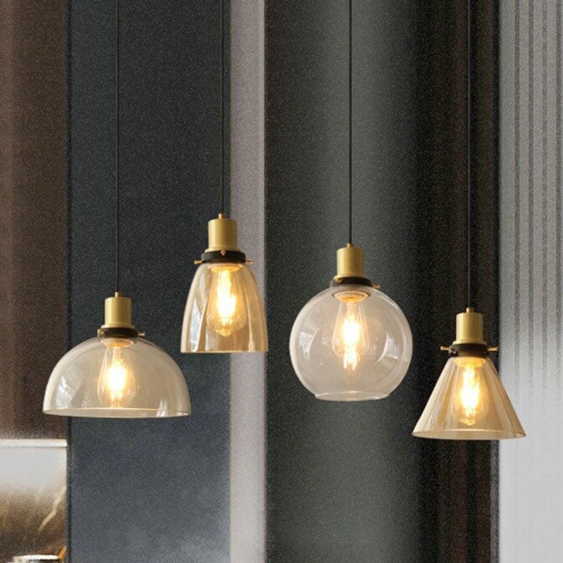 Vintage Minimalist Semi-Circular Cone Cup Iron Glass 1-Light Pendant Light