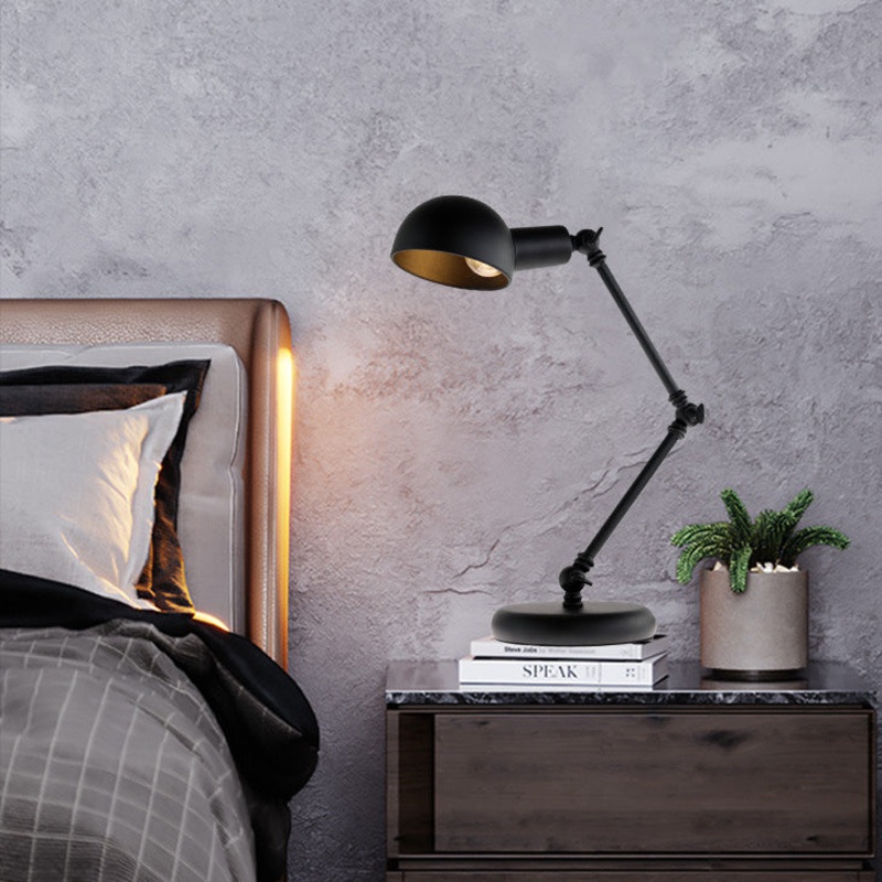 Contemporary Nordic Iron Semicircular 1-Light Rocker Arm Table Lamp For Bedroom