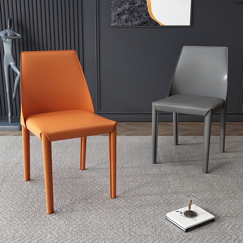 Contemporary Nordic Square Upholstered Leather Carbon Steel Dining Chair Backrest For Dining Room