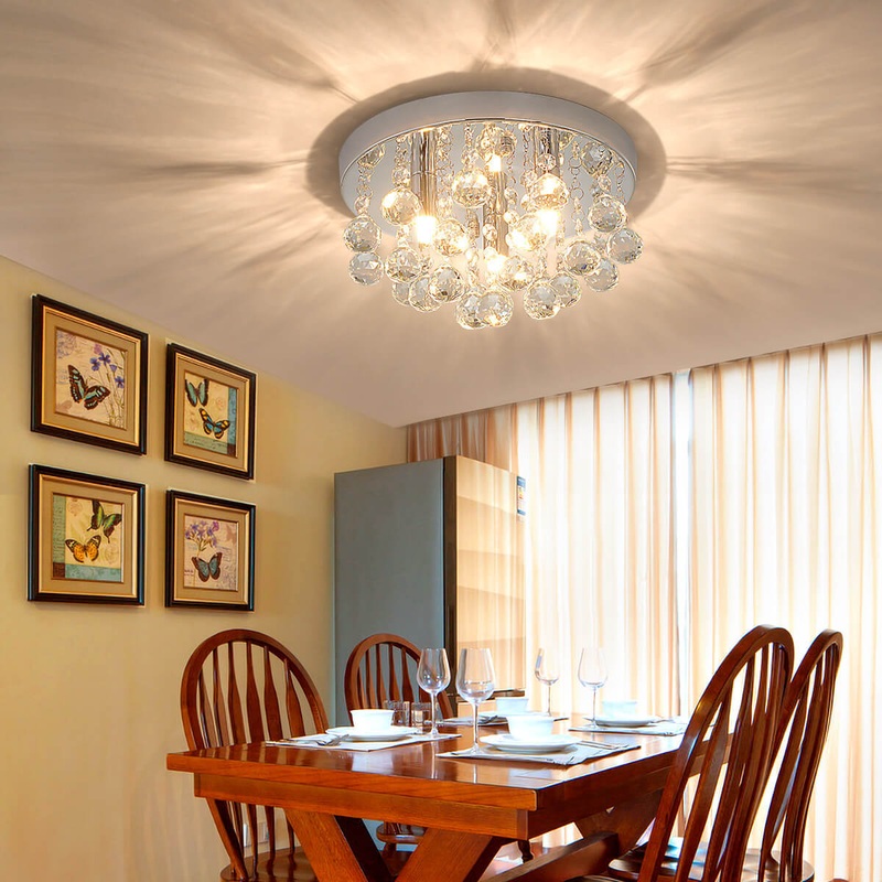 Modern Creative Light Luxury Crystal Round 3-Light Flush Mount Ceiling Light