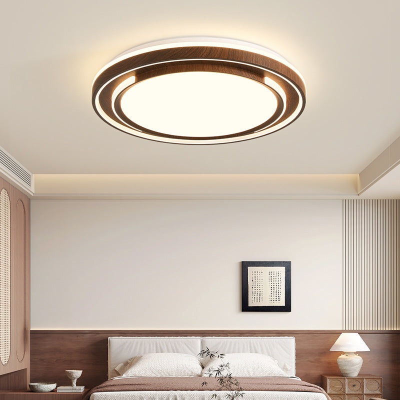 Modern Minimalist Line Round Iron Acrylic Shade LED Flush Mount Ceiling Light For Bedroom