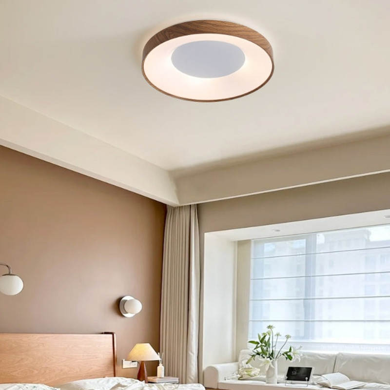 Modern Minimalist Round Concave Iron Acrylic Shade LED Flush Mount Ceiling Light For Bedroom