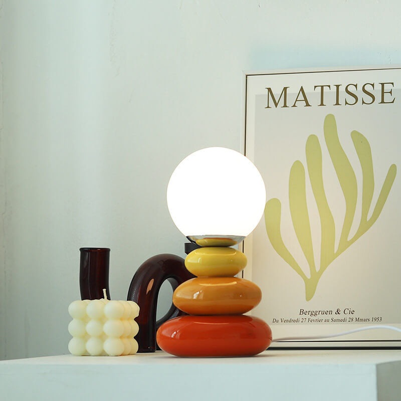 Nordic Creative Ceramic Colorful Stacked Stones LED USB Table Lamp