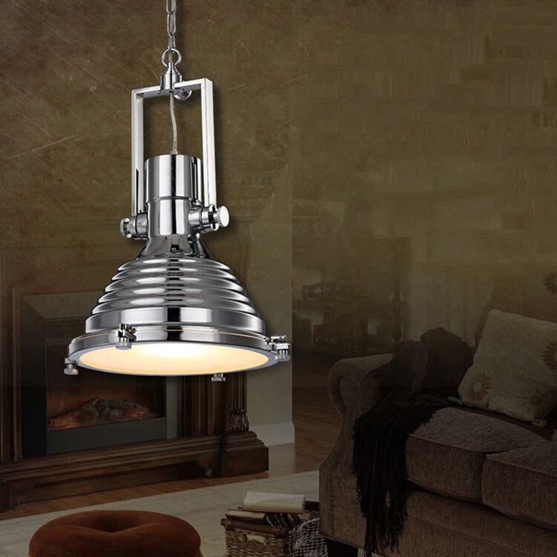 Contemporary Industrial Loft Heavy Metal Iron Round Cap 1-Light Pendant Light For Dining Room & Living Room