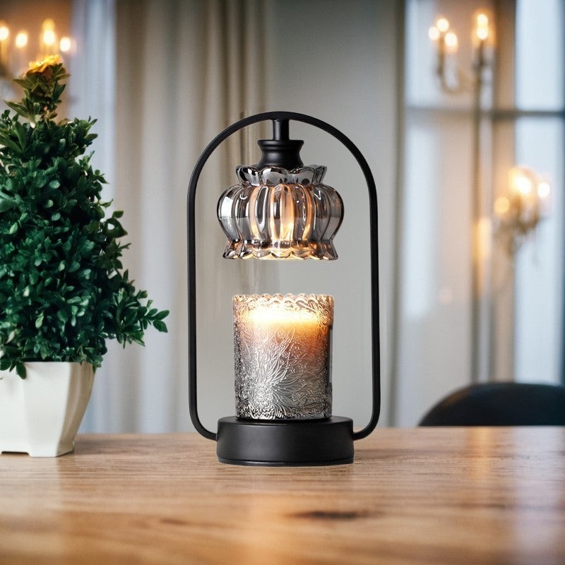 Contemporary Nordic Bud Glass Lampshade Round Iron Base 1 - Light Melting Wax Table Lamp For Bedroom