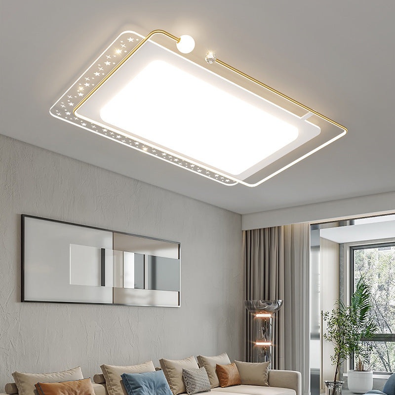 Contemporary Nordic Iron Acrylic Star Round Square Oval Moon Rectangular LED Flush Mount Ceiling Light For Living Room