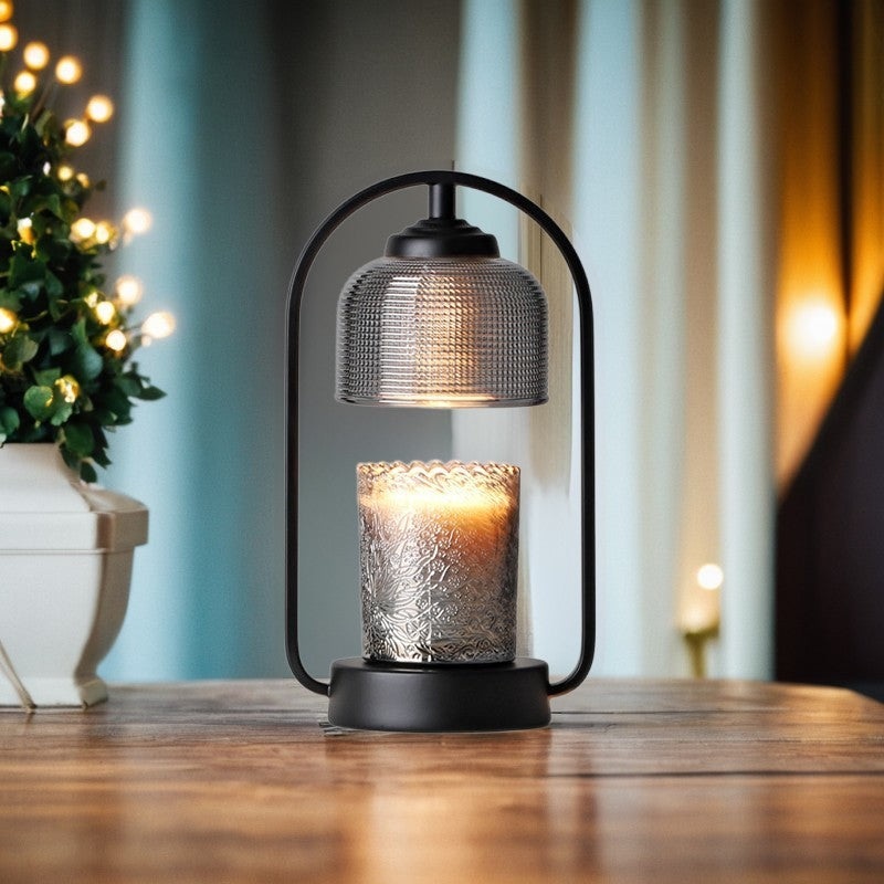 Contemporary Nordic Round Iron Base Semicircular Glass Lampshade 1 - Light Melting Wax Table Lamp For Bedroom