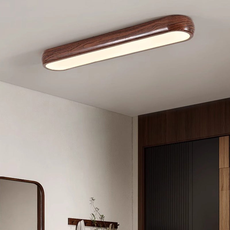 Contemporary Retro Iron PVC Strip Oval LED Flush Mount Ceiling Light For Hallway