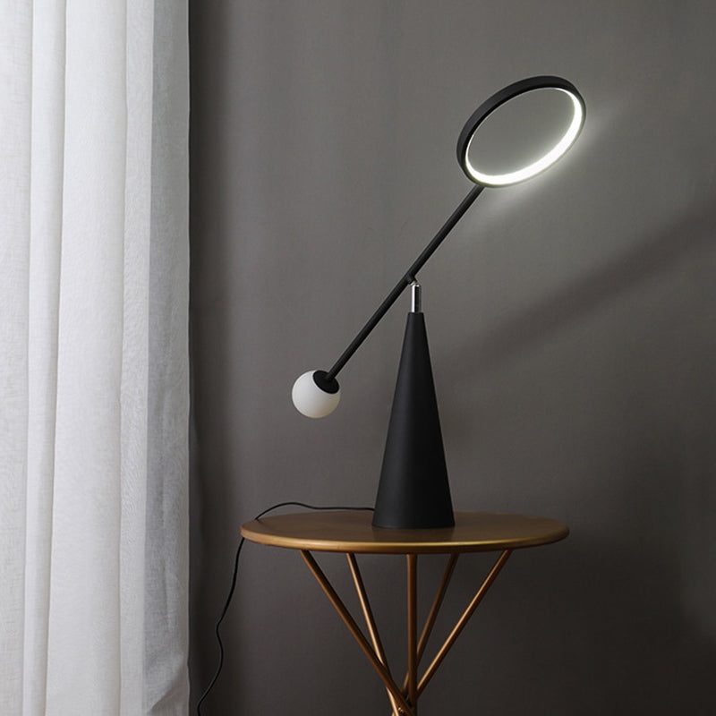 Contemporary Scandinavian Cone Metal Glass Silicone LED Table Lamp For Bedroom