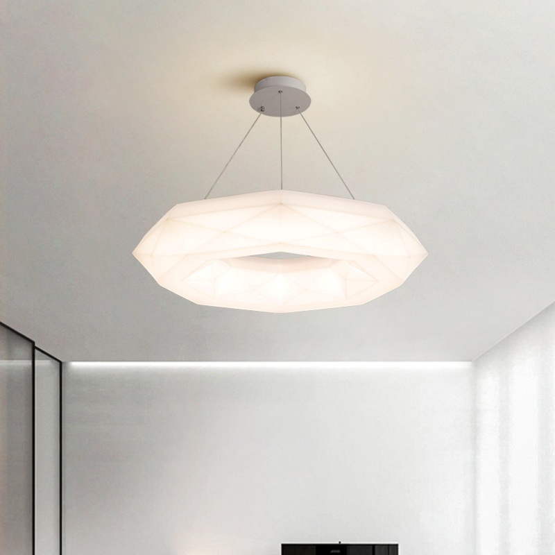 Contemporary Scandinavian Polygonal Prismatic PE Iron LED Chandelier For Living Room