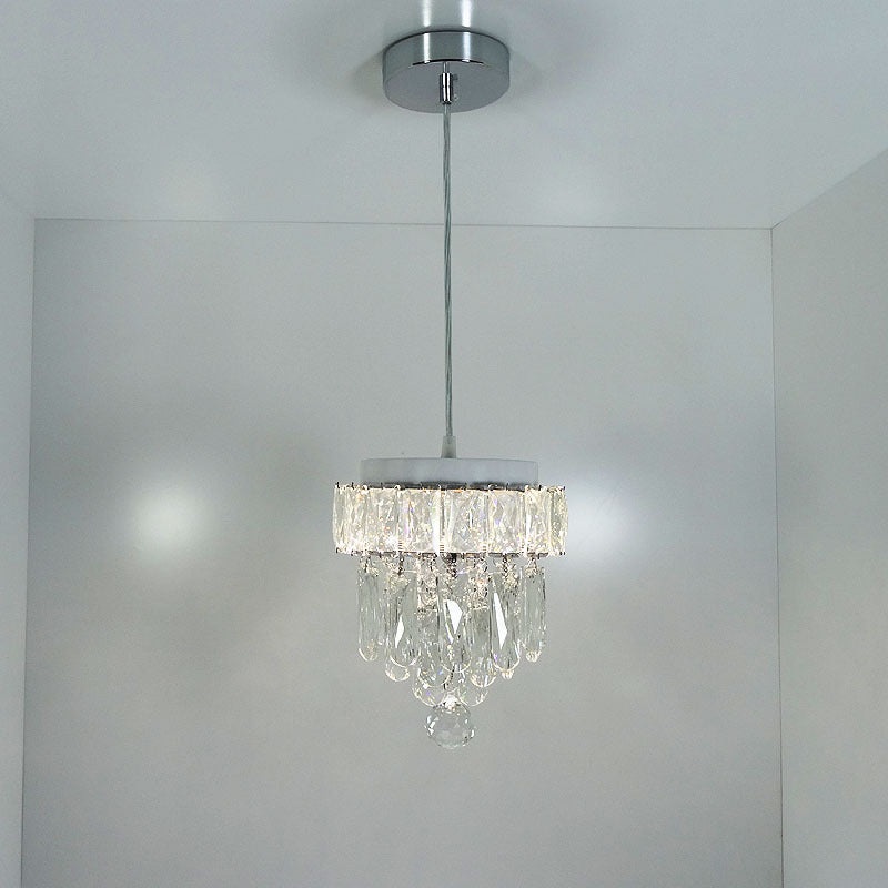 Contemporary Scandinavian Round Orb Crystal Stainless Steel LED Pendant Light For Living Room