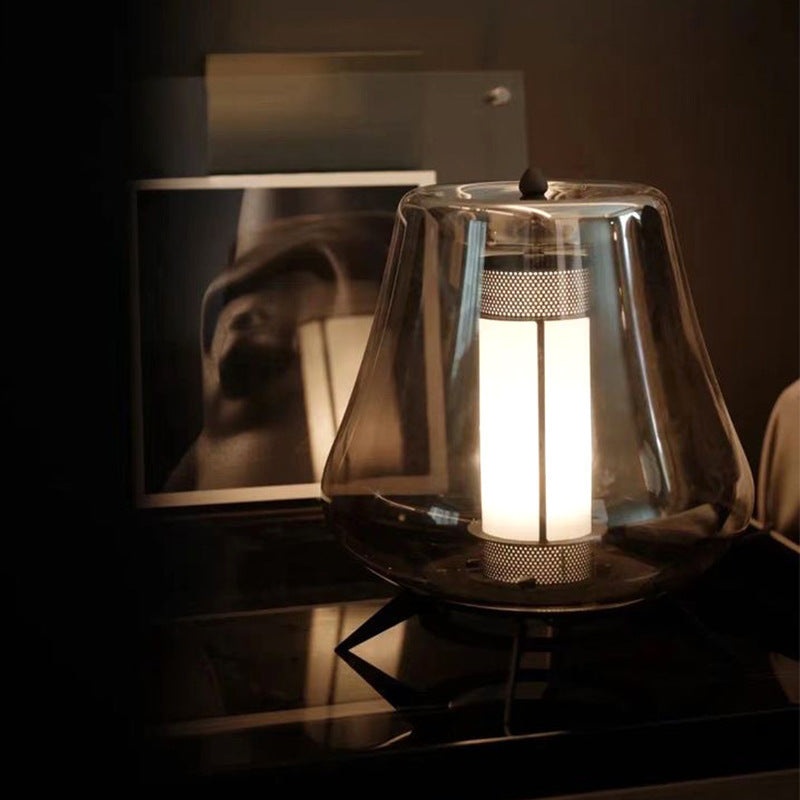 Modern Art Deco Transparent Glass Iron Lampshade 1 - Light Table Lamp For Bedroom