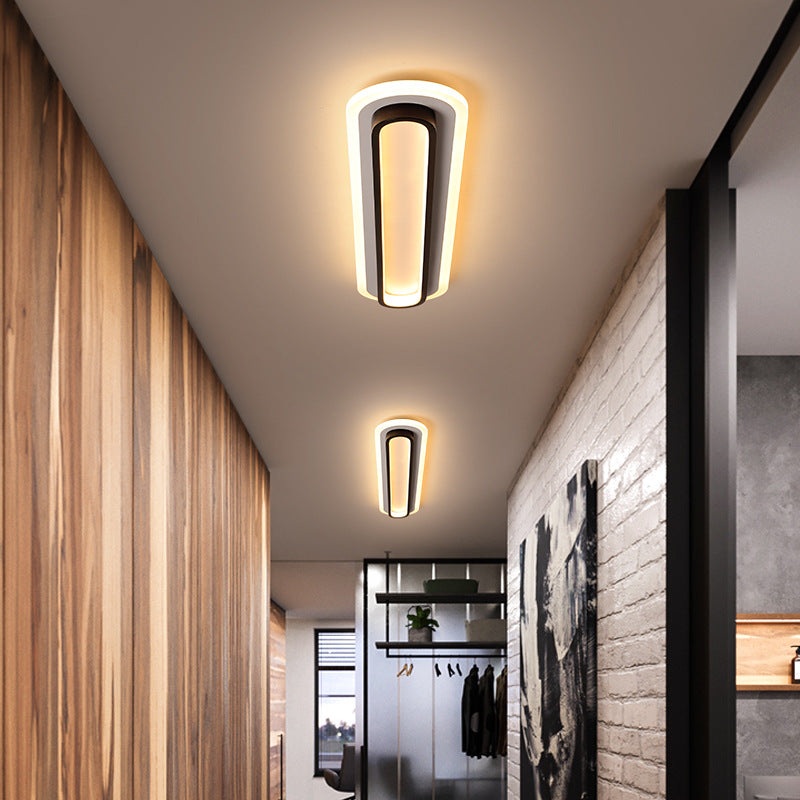 Modern Minimalist Aluminum Iron Acrylic Oval Strip LED Flush Mount Ceiling Light For Hallway