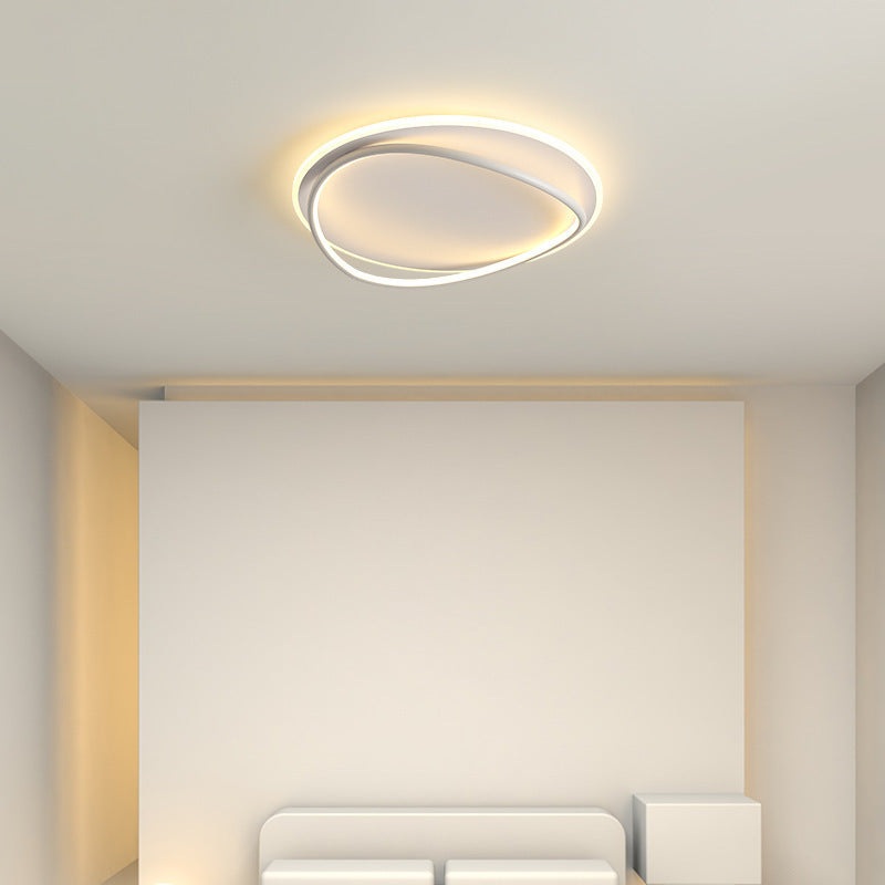 Modern Minimalist Curved Round Silicone Aluminum Iron LED Flush Mount Ceiling Light For Bedroom