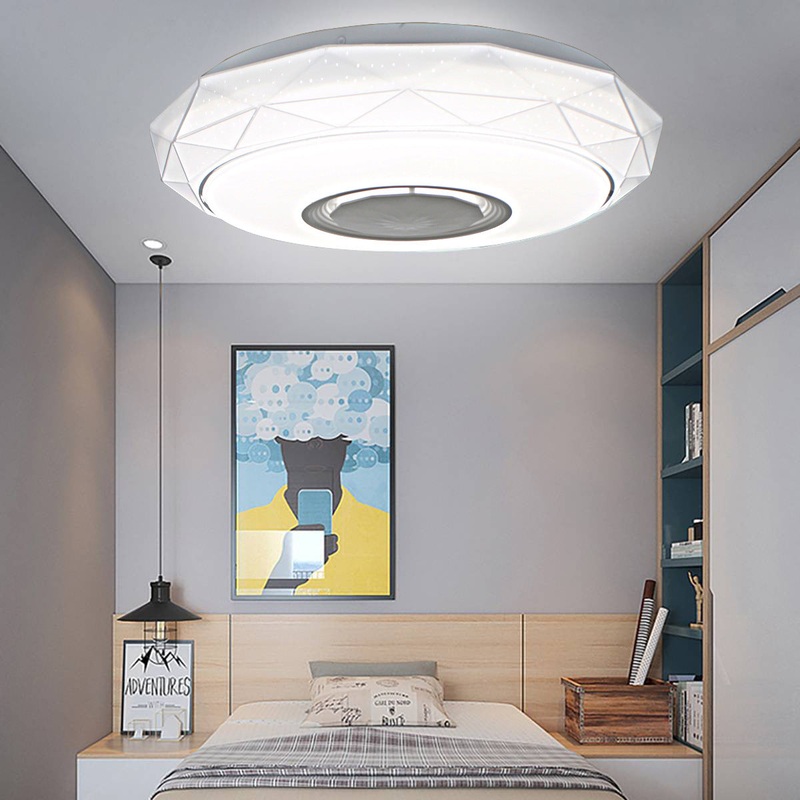 Modern Minimalist Prism Round Acrylic Iron LED Flush Mount Ceiling Light For Bedroom